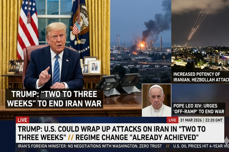Trump Claims Iran War Could End Within Weeks; Pope Urges "Off-Ramp" as Tehran Remains Skeptical