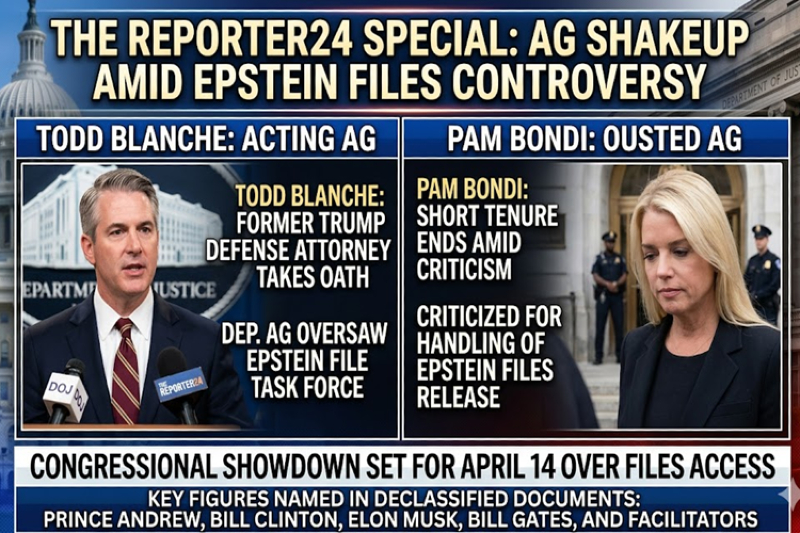 The Reporter24 Special: Todd Blanche Takes Helm as Acting AG Amid Epstein Files Controversy; Congressional Showdown Set for April 14: Who Will Appear?