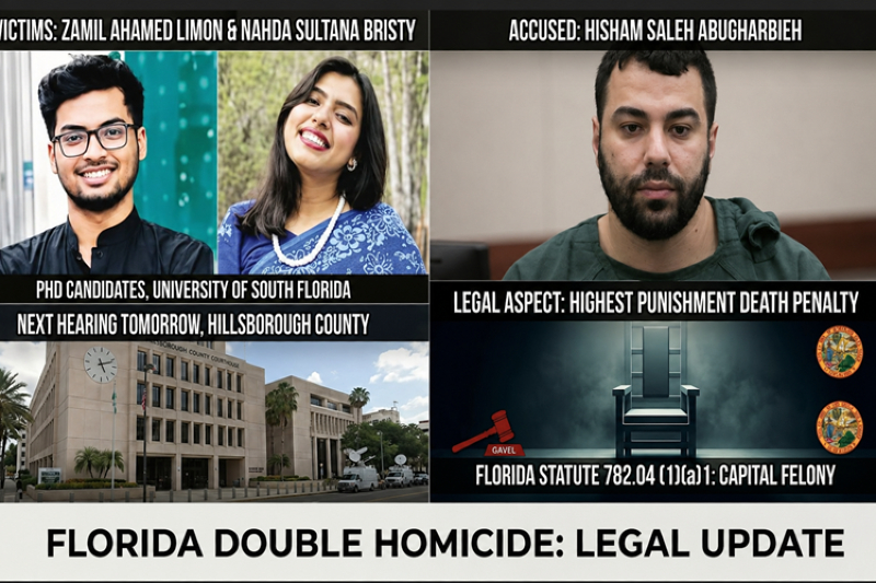 Roommate Charged with Murder of Two Bangladeshi Doctoral Students in Florida; Next Hearing Tomorrow, Highest Punishment Death Penalty