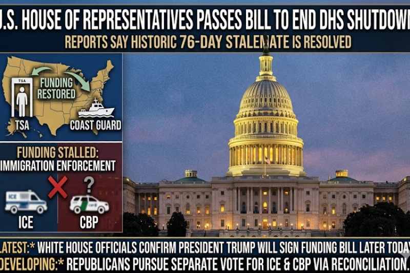 U.S. House of Representatives Passes Bill to End Historic 76-Day DHS Shutdown