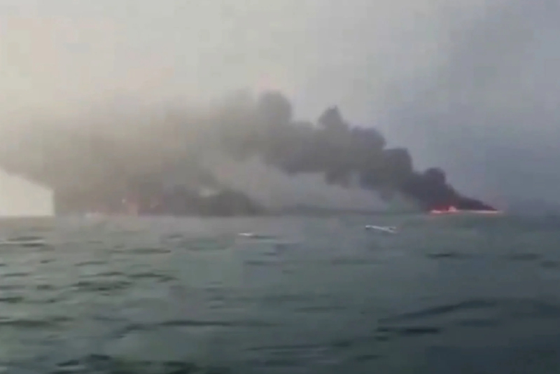 Cargo Ship Collides with US Oil Tanker Off UK Coast, Sparking Fire